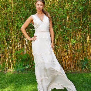 The Kooples Beige Melange V-neck Maxi Dress size XS